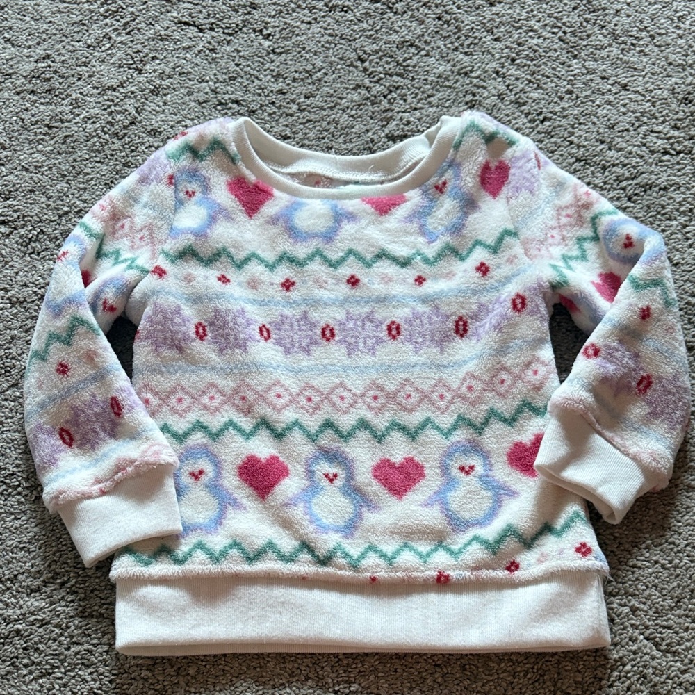 Garanimals Ivory Fleece Top with Multicolor Accents